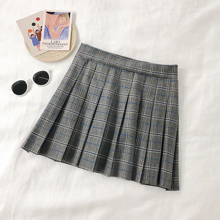 5 COLORS PLAID PLEATED SKIRT BY61144