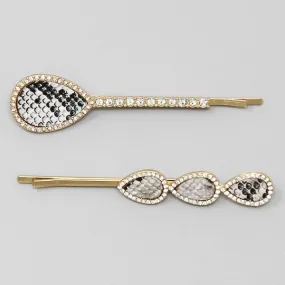 Animal Print Faux Fur Bobby Pin Set