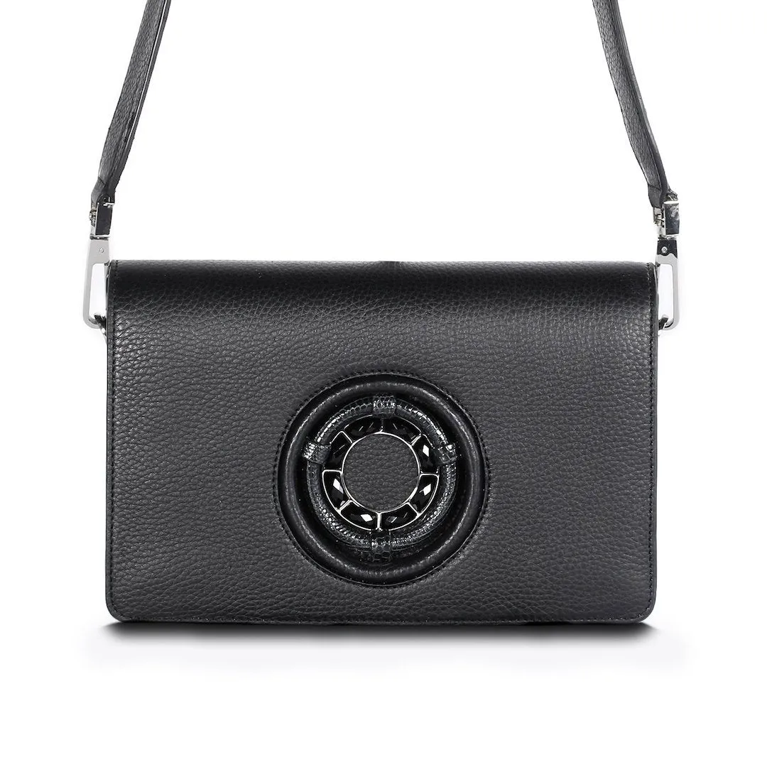 Anna Convertible Crossbody, Black Leather, Onyx