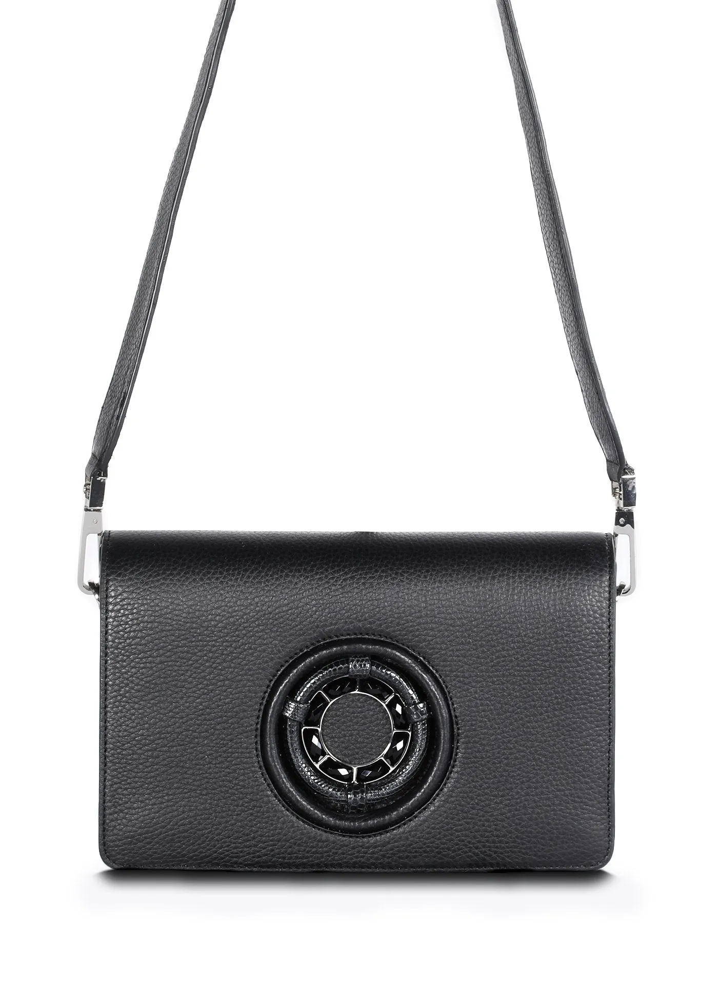 Anna Convertible Crossbody, Black Leather, Onyx