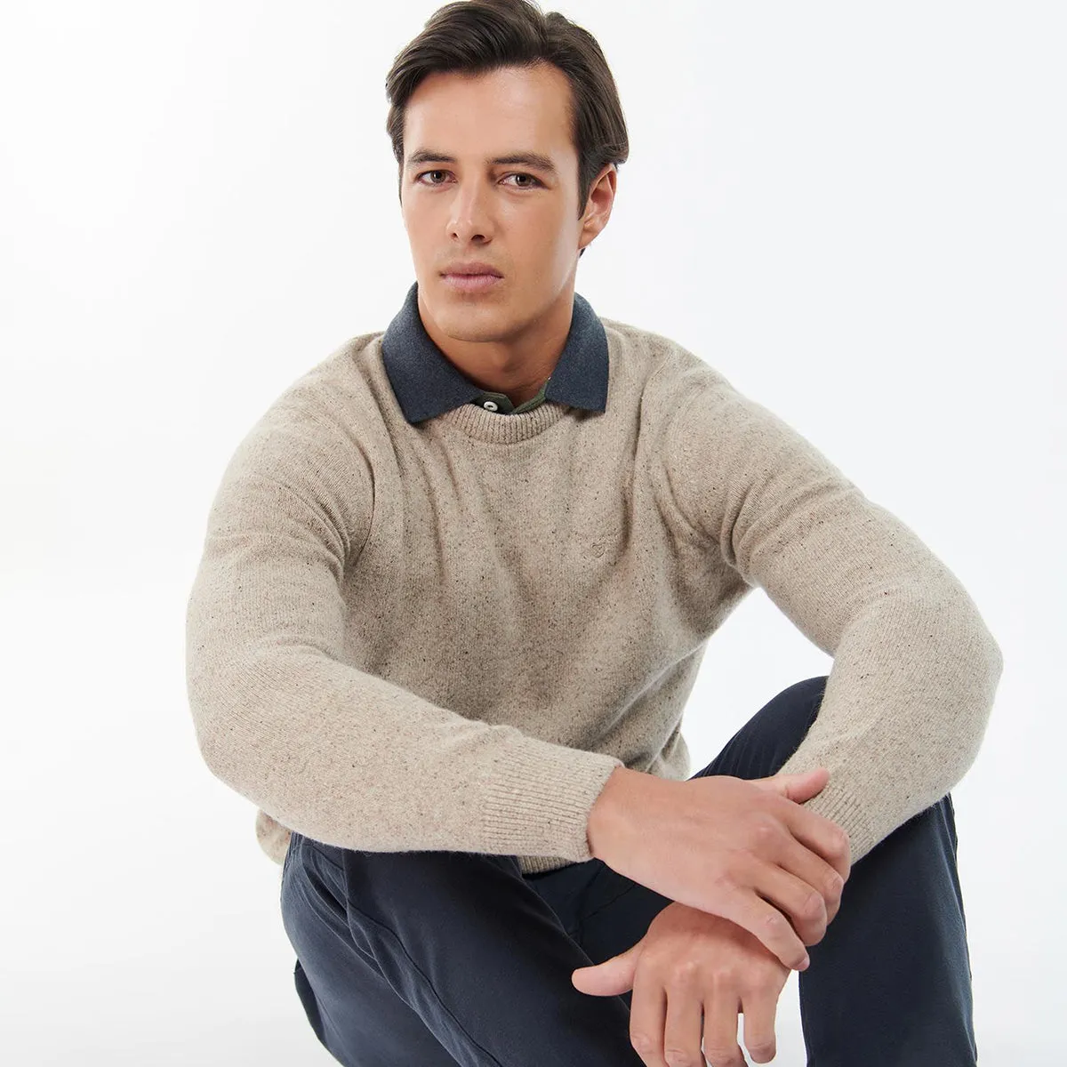 Barbour - Tisbury Crew Neck Jumper in Stone