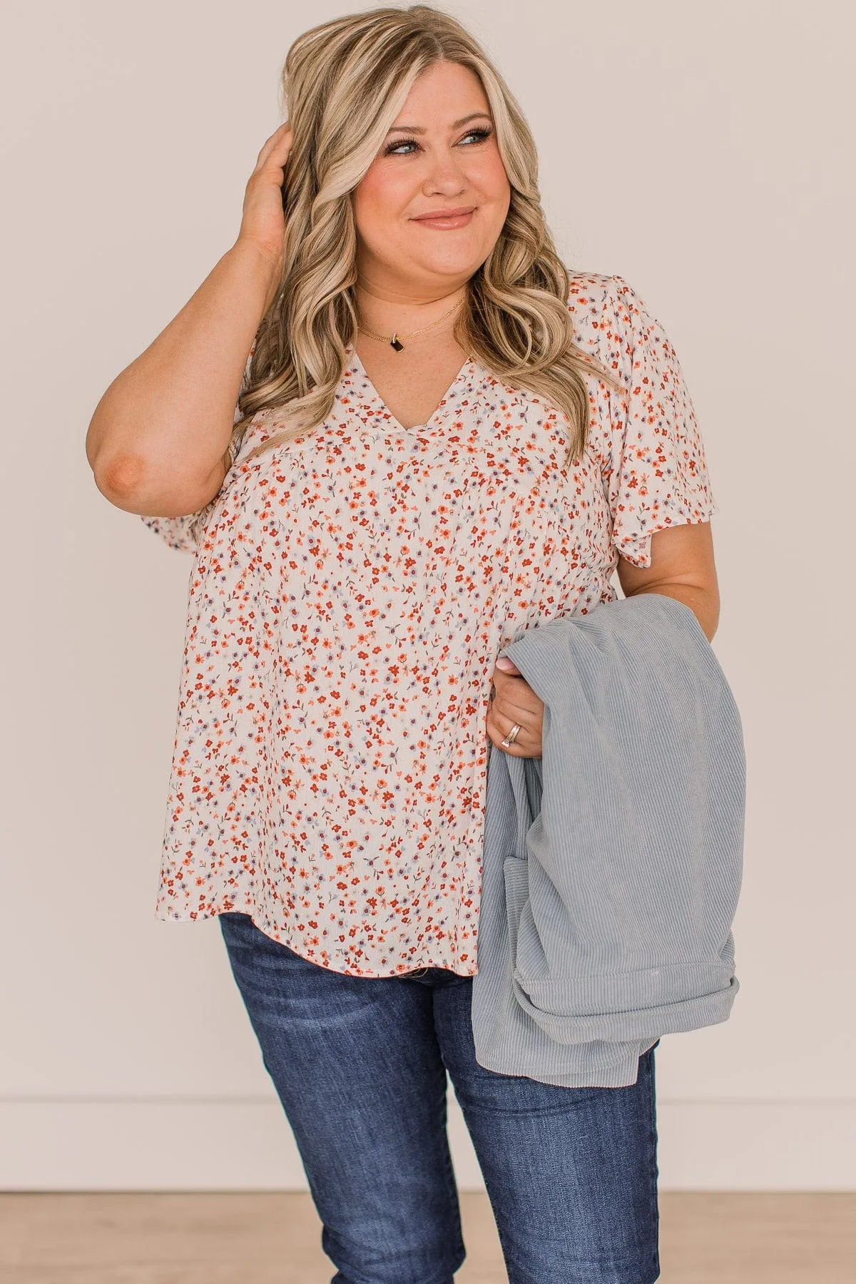 Blushing Beauty Floral Top- Ivory