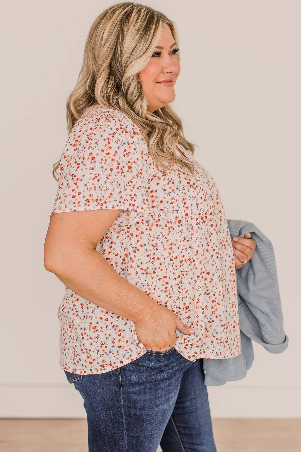 Blushing Beauty Floral Top- Ivory