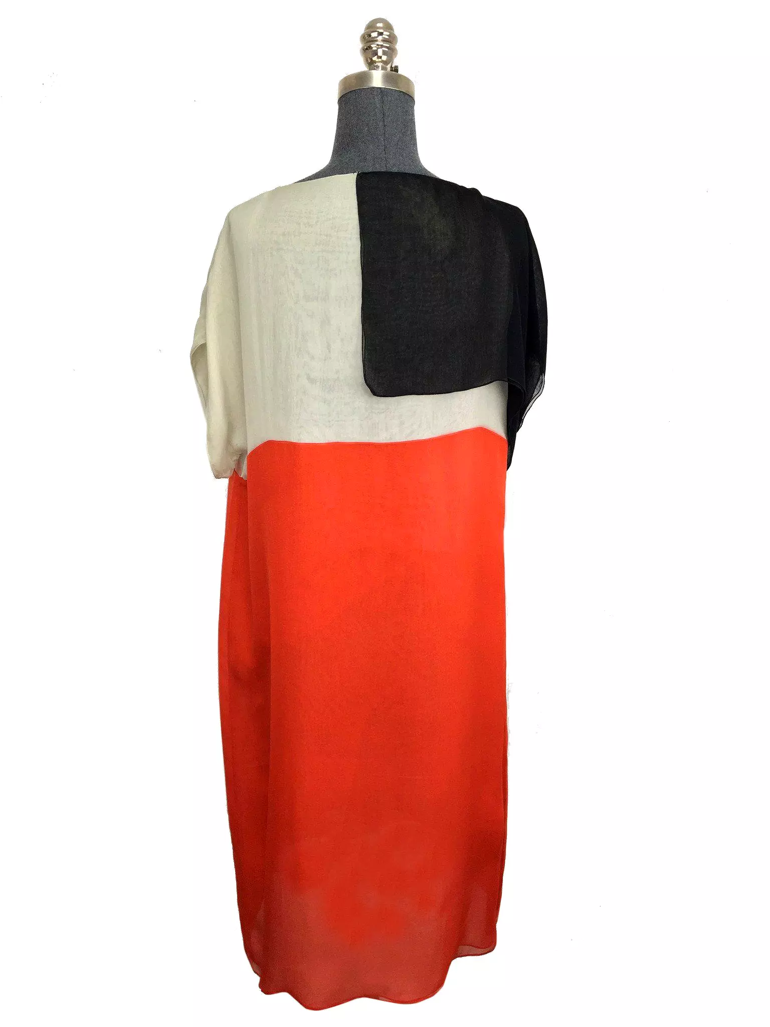 Bottega Veneta Color-Block Silk-Chiffon Dress Size L