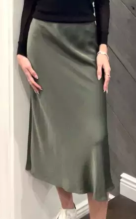 Brand Bazar Silk Blend Midi Skirt