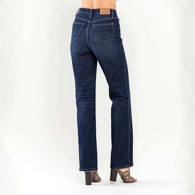 Button High Rise Straight Jeans