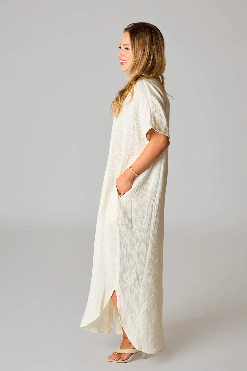 Camen Cover Up Maxi Dress in Vanilla