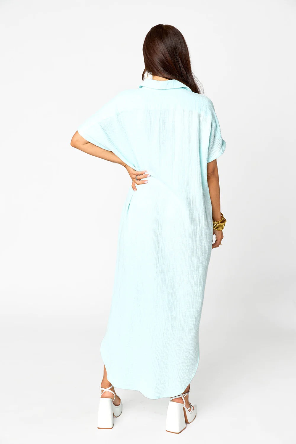 Carmen Cover Up Maxi Dress in Aqua