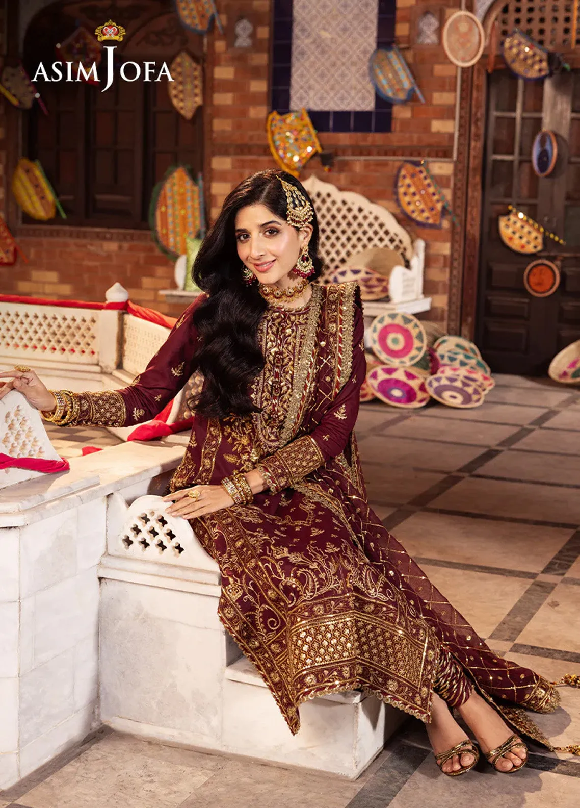 Chamak Damak By Asim Jofa Luxury Festive Embroidered Lawn 3 Piece Unstitched Suit AJ24CD AJCD-09