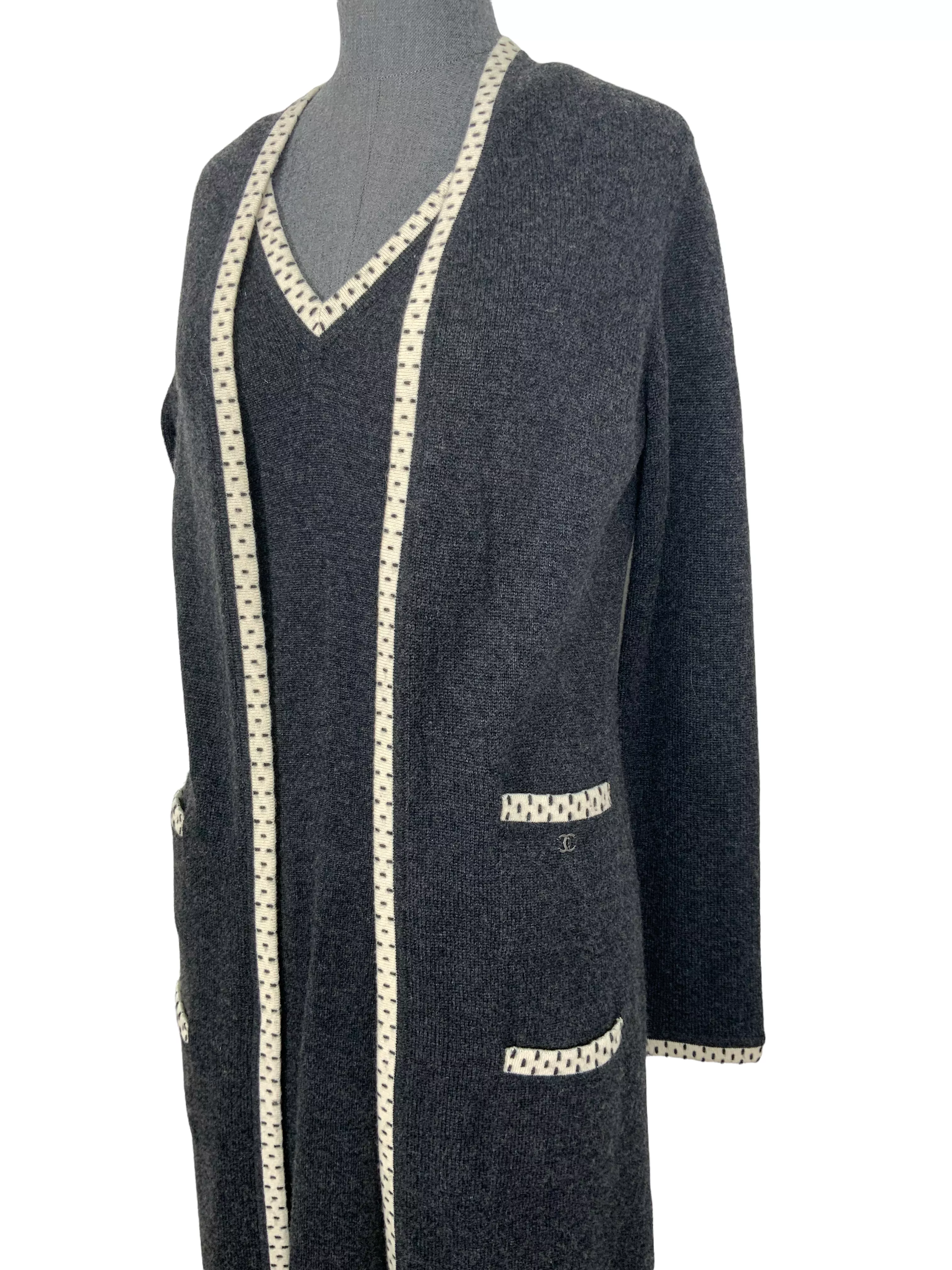 CHANEL 04A Cashmere Cardigan and Dress Size M