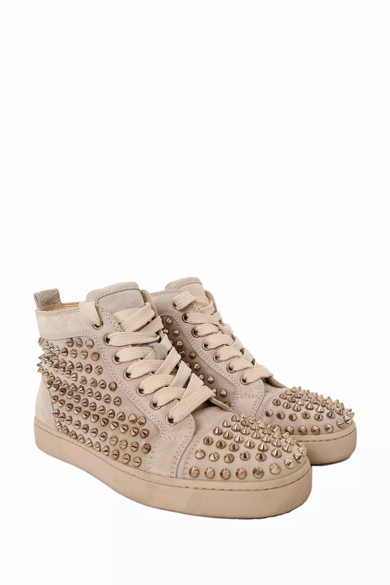 Christian Louboutin Grey Suede Metal Spike Sneaker Size 36