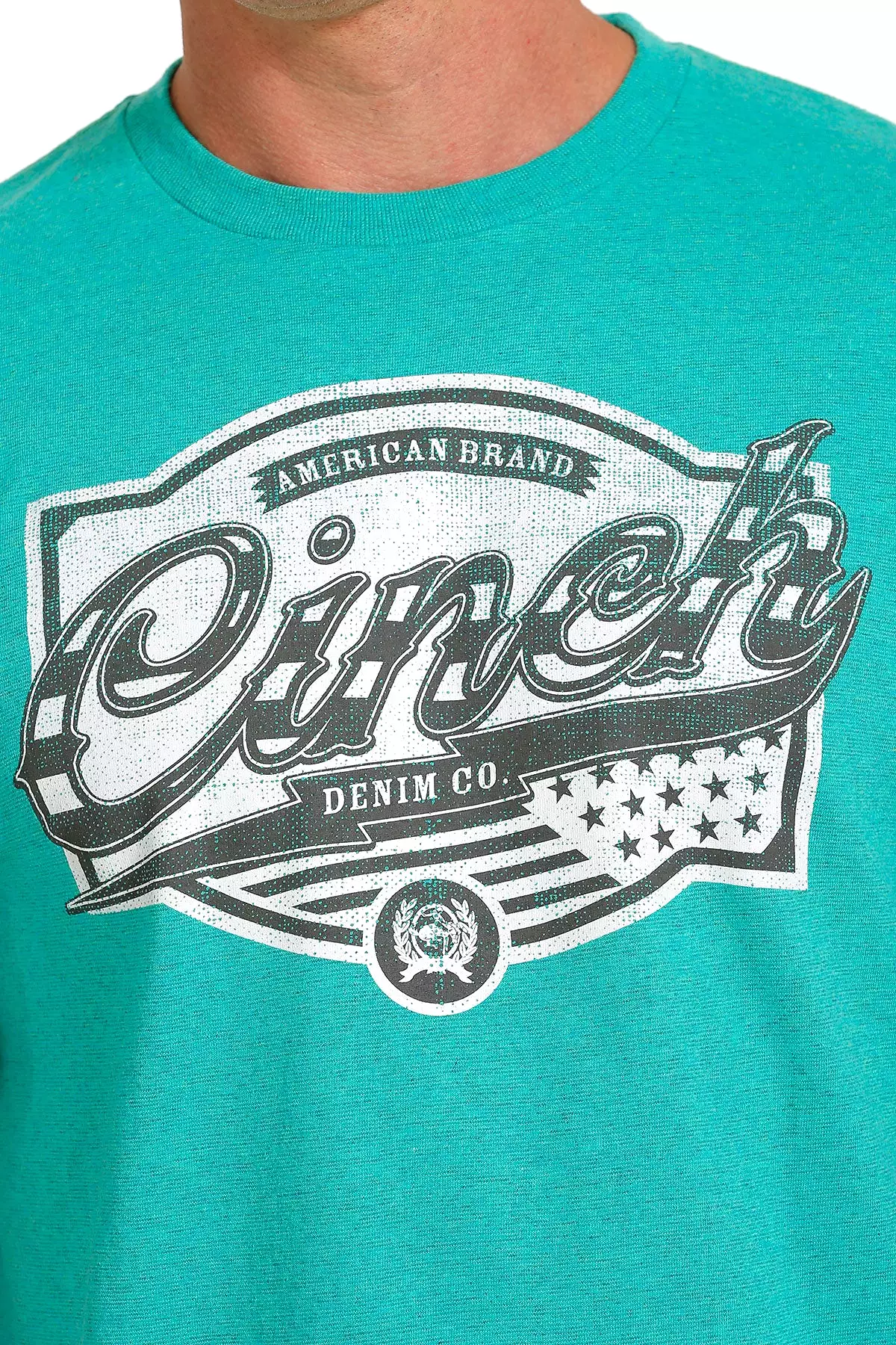 'Cinch' Men's Screen Print T-Shirt - Turquoise