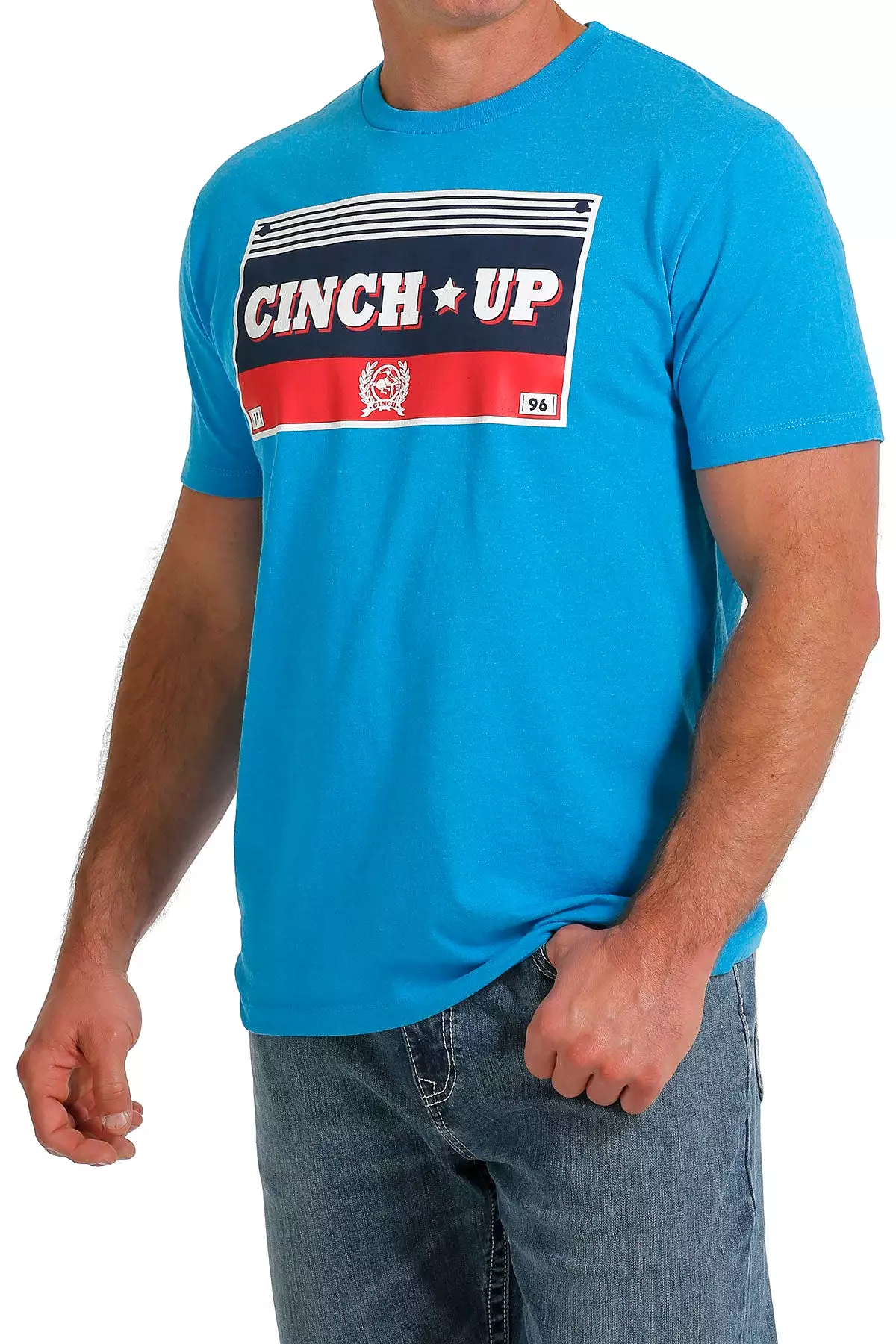 'Cinch' Men's Screen Print T-Shirt - Turquoise