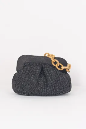 Clutch Rafia Crochet Catena Nero