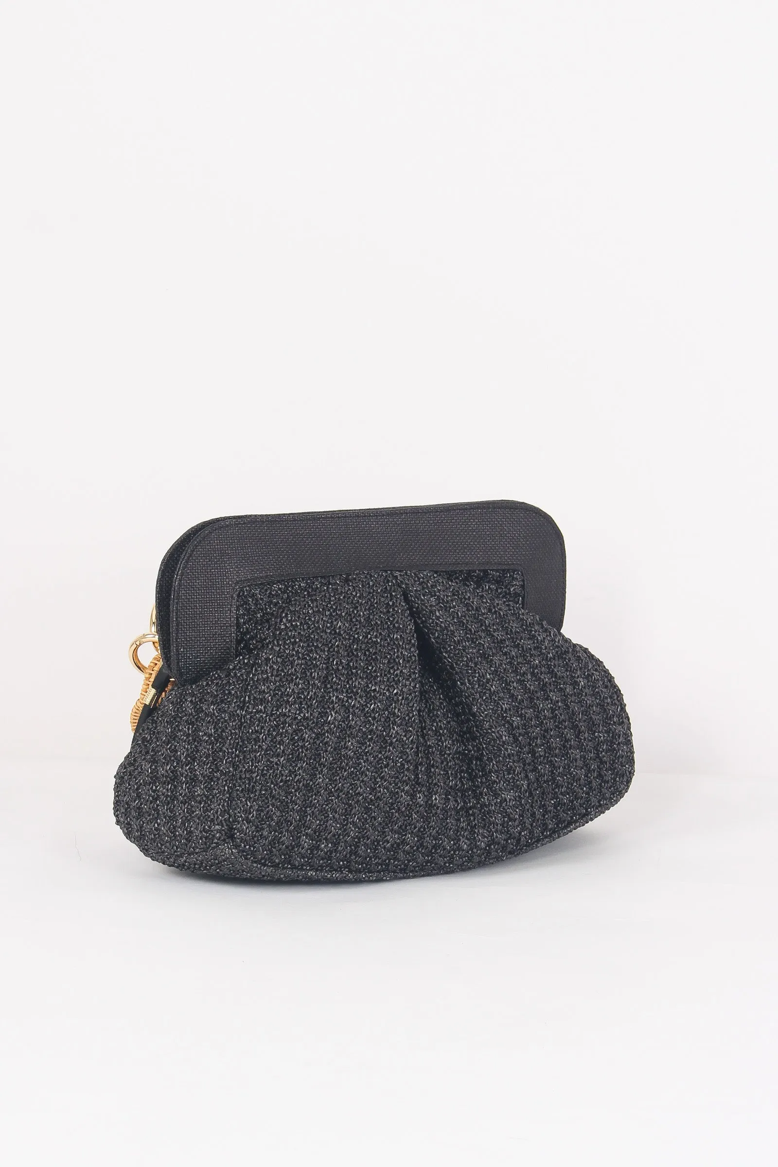 Clutch Rafia Crochet Catena Nero