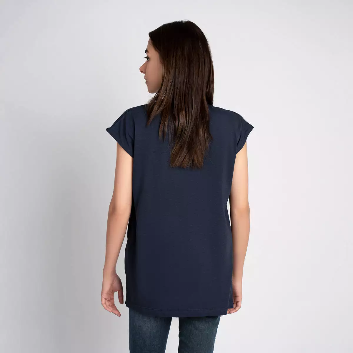 Crew Neck Side Slit T Shirt - HSSW1230018