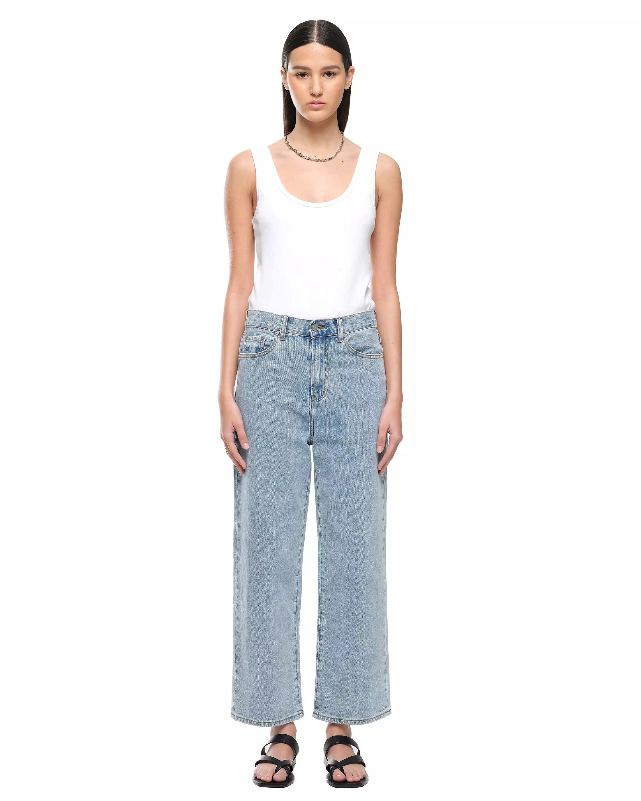 CROP WIDE LEG - FADED INDIGO