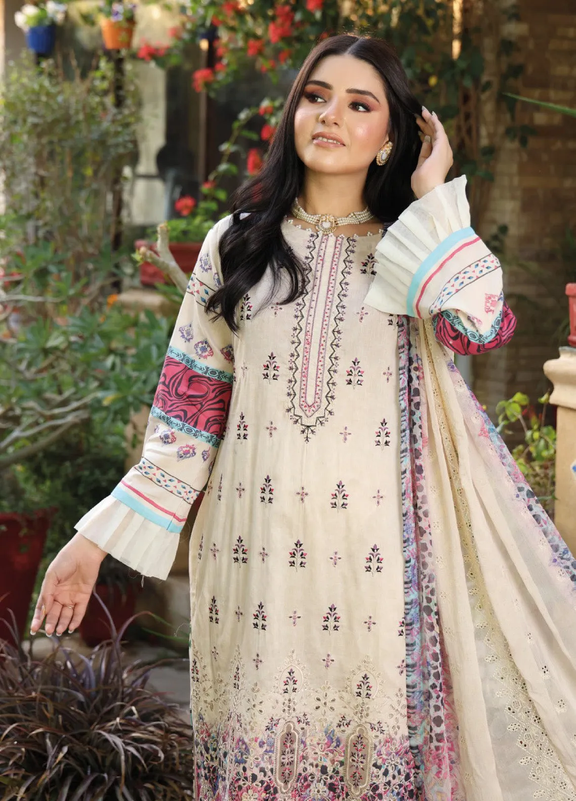 Dhagakari by Schick Embroidered Lawn 3 Piece Unstitch Suit SDH24DL-02