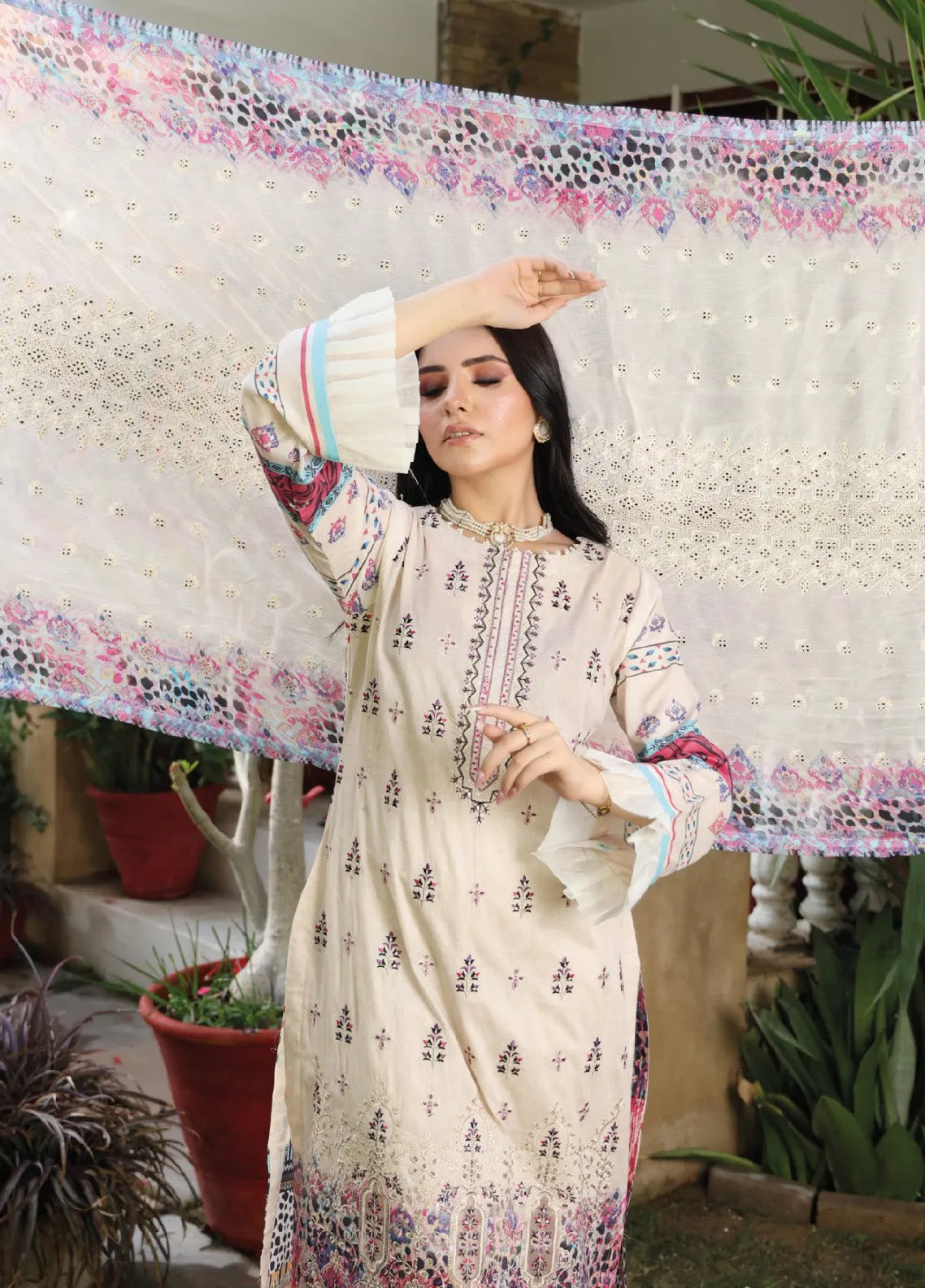 Dhagakari by Schick Embroidered Lawn 3 Piece Unstitch Suit SDH24DL-02