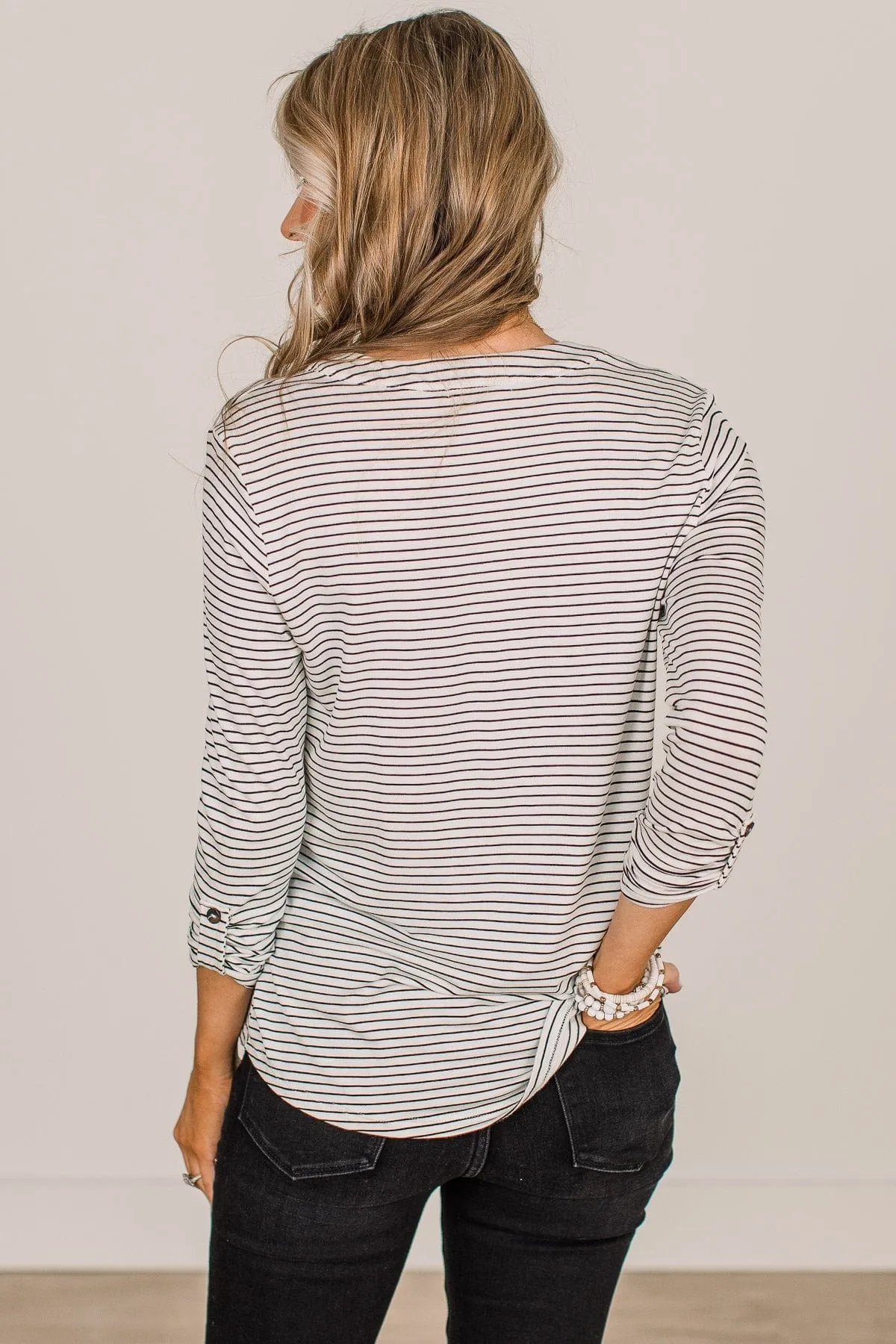 Don't Mention It Striped Top- Ivory & Black