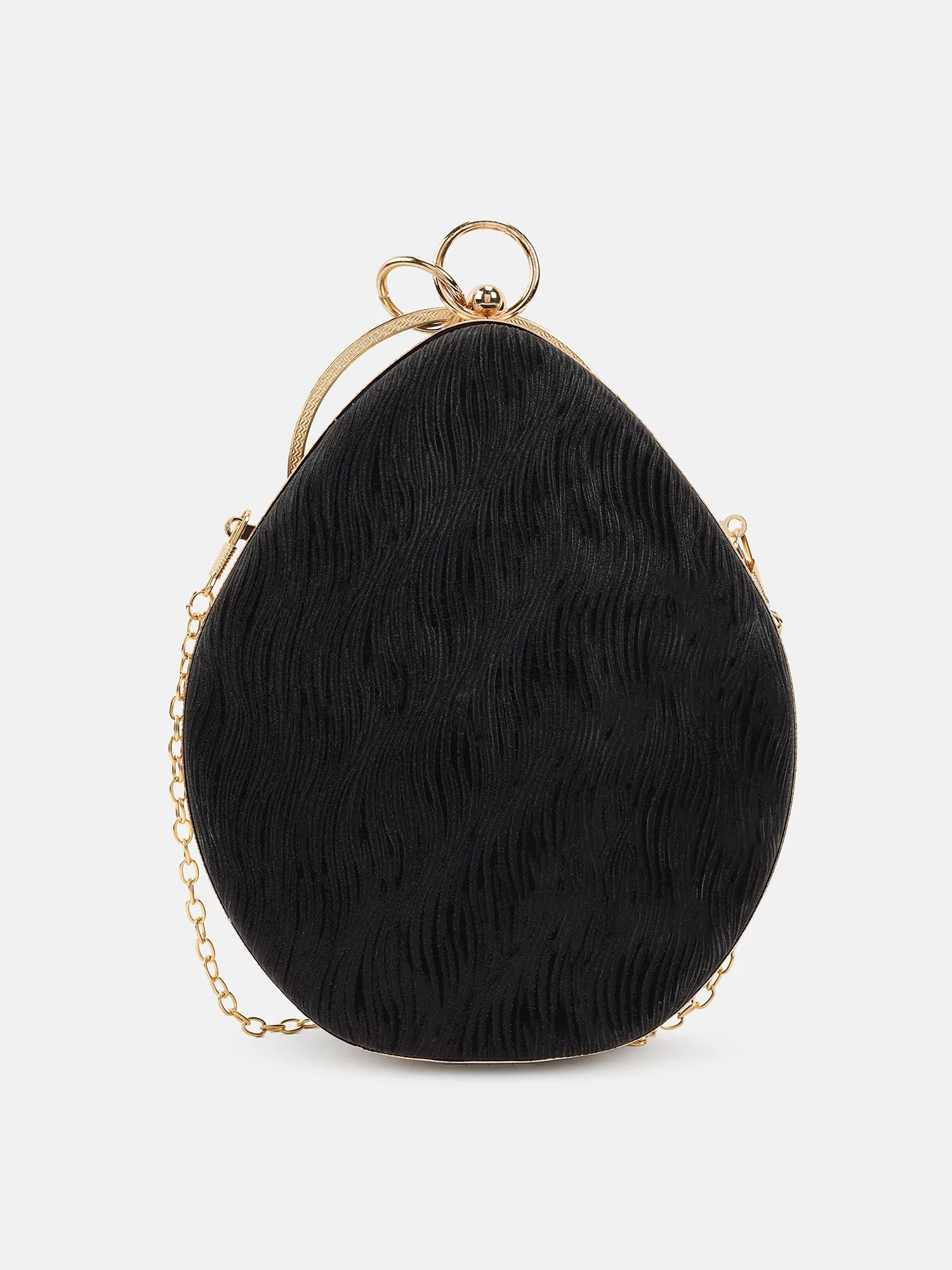 Drop Shape Glitter Fabric Clutch