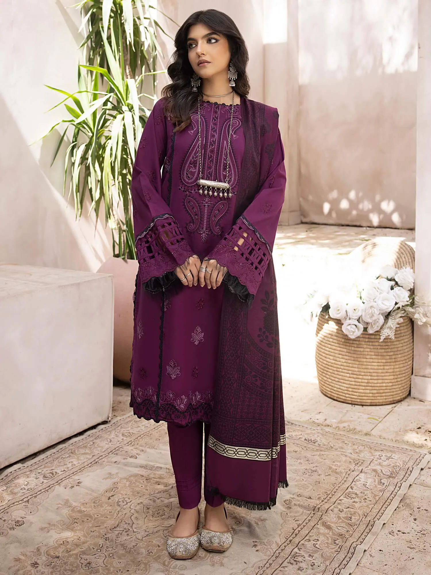 ELAK by Humdum Unstitched Embroidered Khaddar 3Pc Suit EL-06