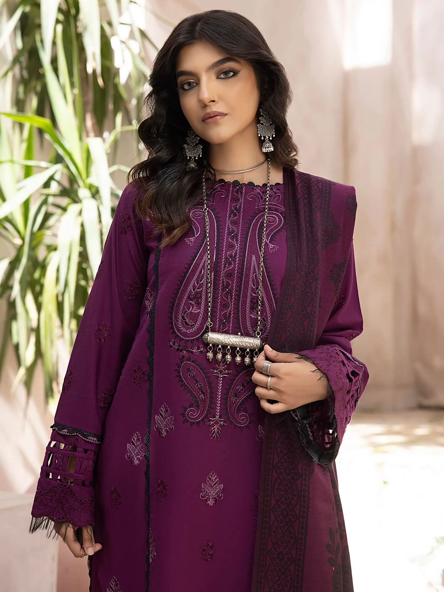 ELAK by Humdum Unstitched Embroidered Khaddar 3Pc Suit EL-06