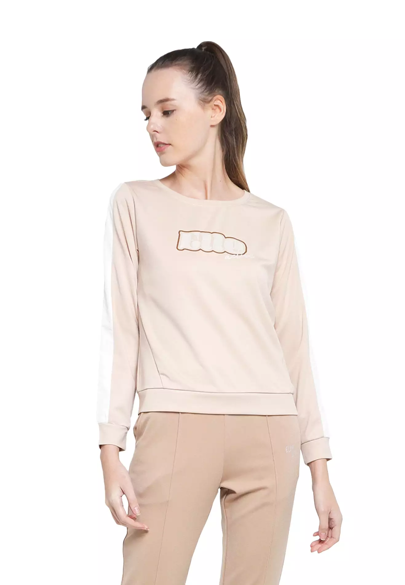 ELLE Active LOGO Sweater Top with Piping