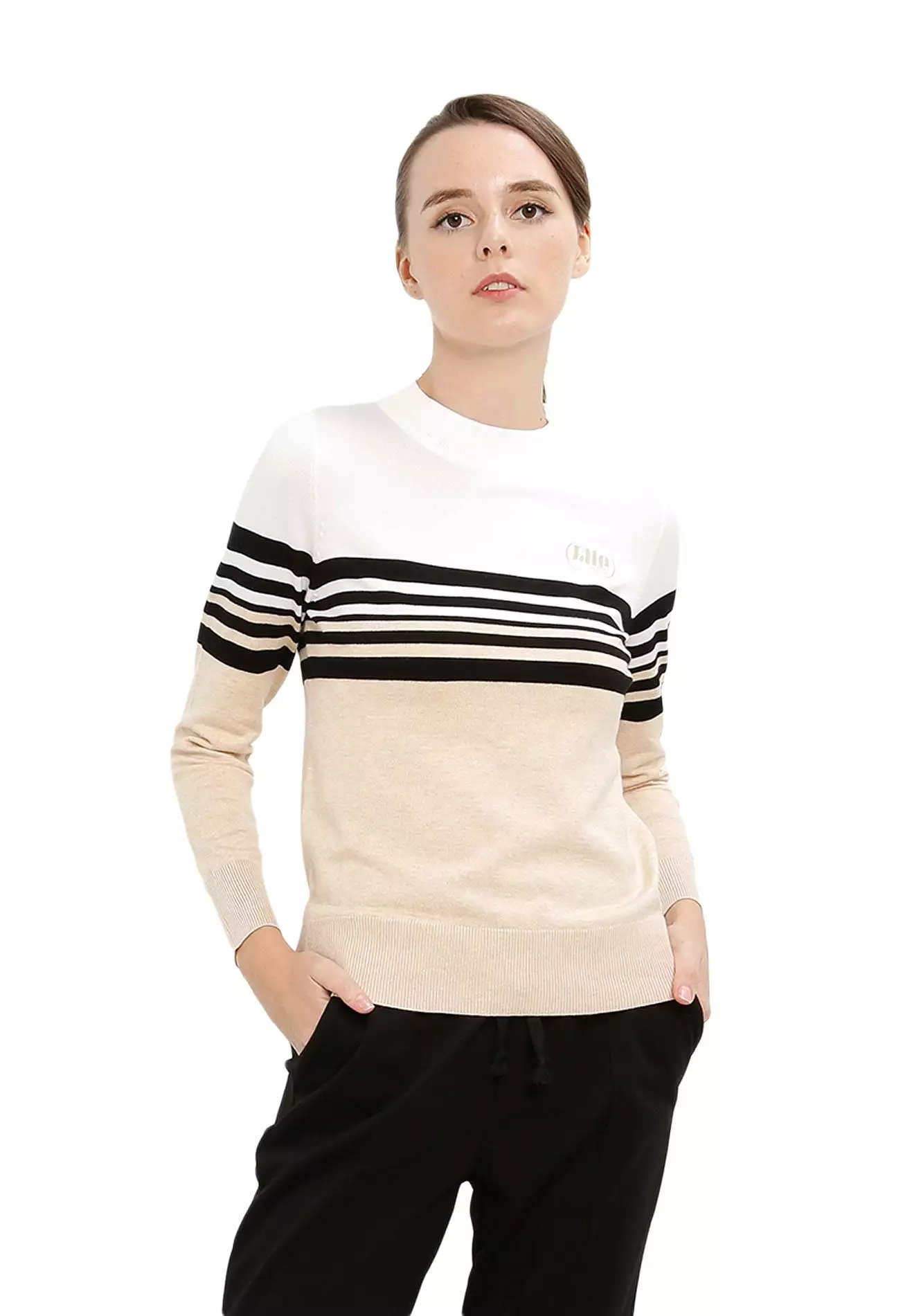 ELLE Active Round Neck Knit Sweater