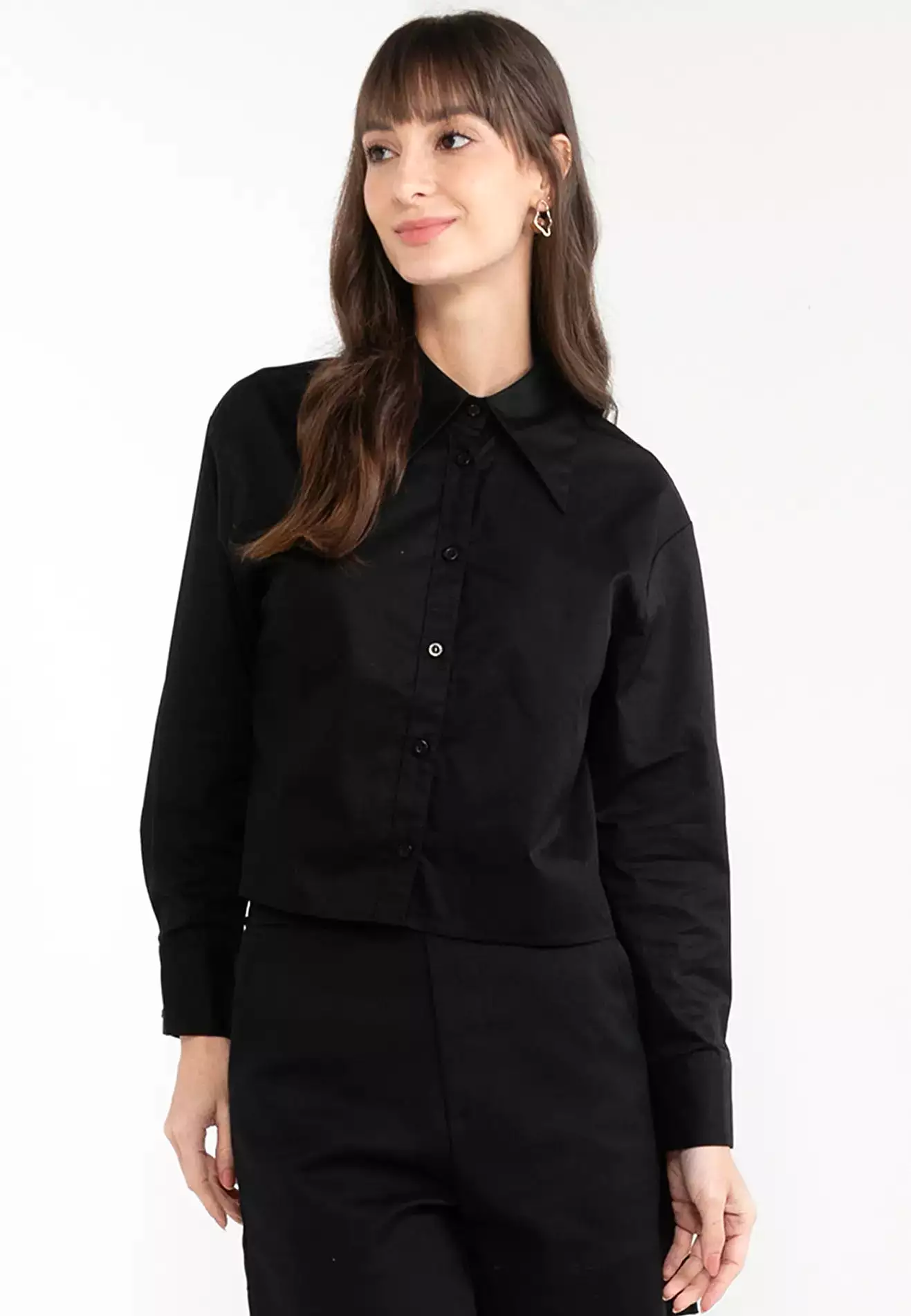 ELLE Apparel Casual Long Sleeves Collared Shirt