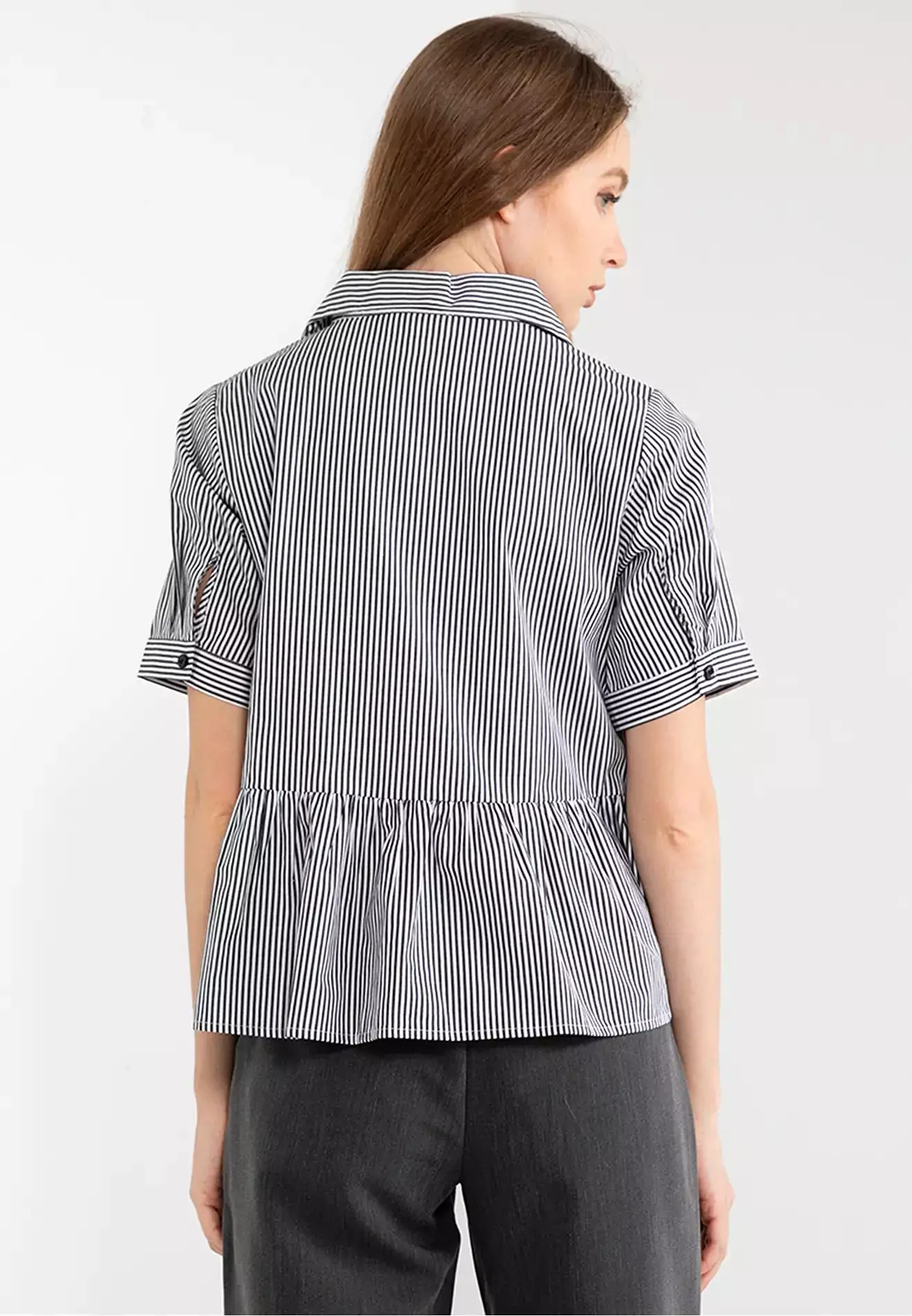 ELLE Apparel Striped Bow-Tie Shirt