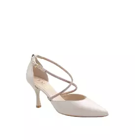 EMIS Beige Leather Shoe with Diamante Strap