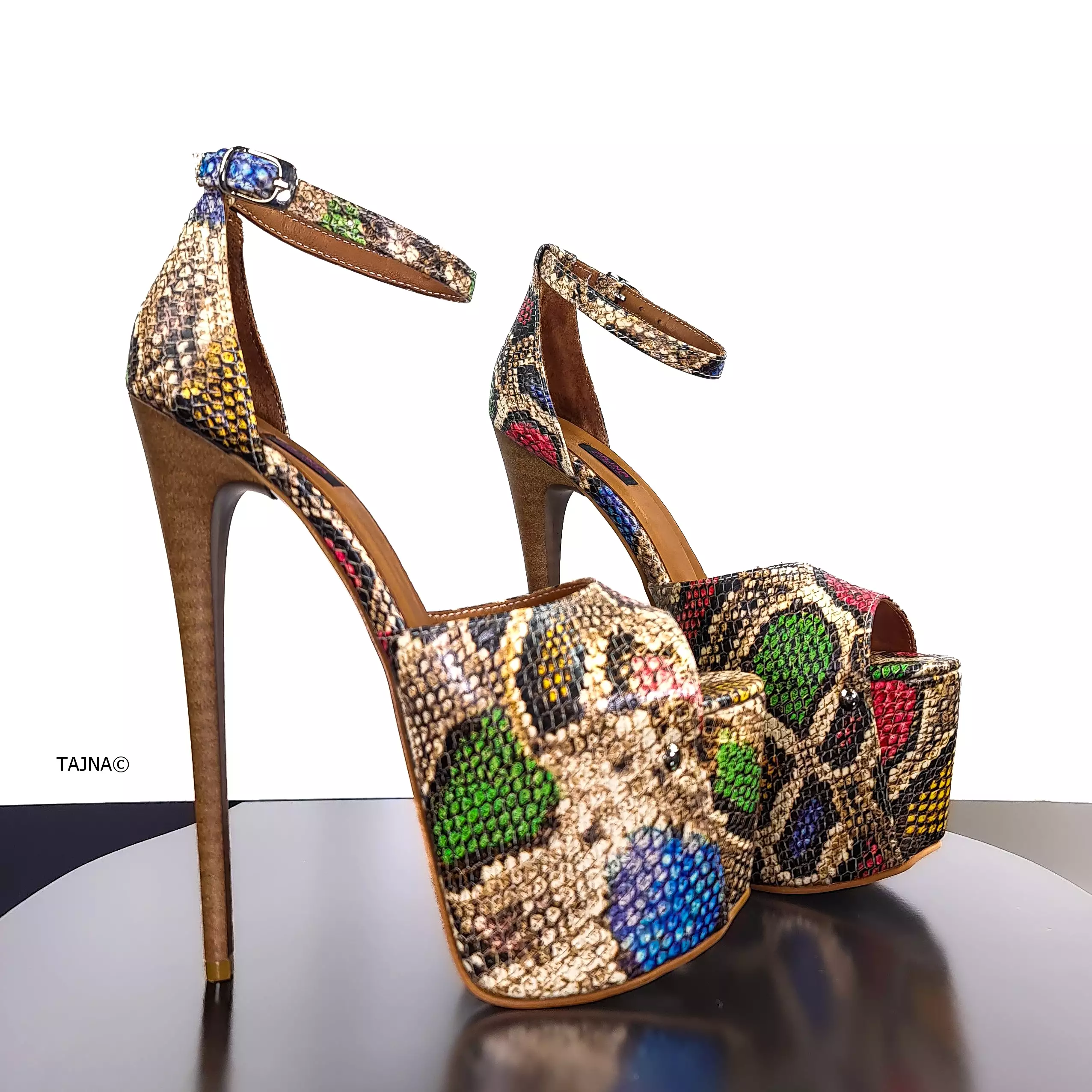 Exotic Touch Leather High Heel Sandals