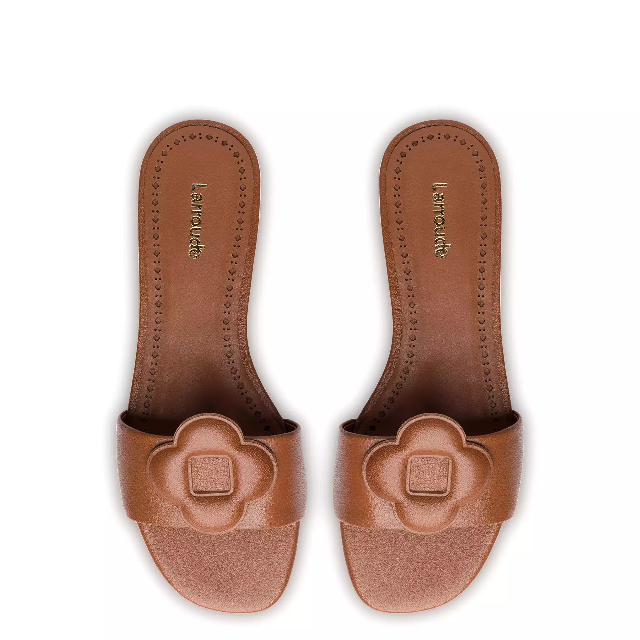 Flora Flat Mule In Caramel Leather