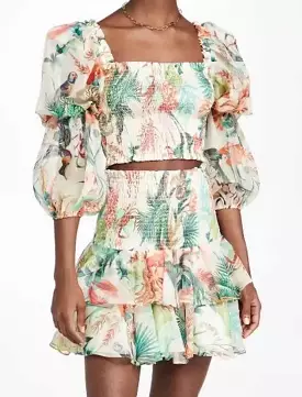 Floral Print Ruffle Skirt Set