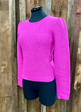 Fuchsia Crew Neck Knit Sweater