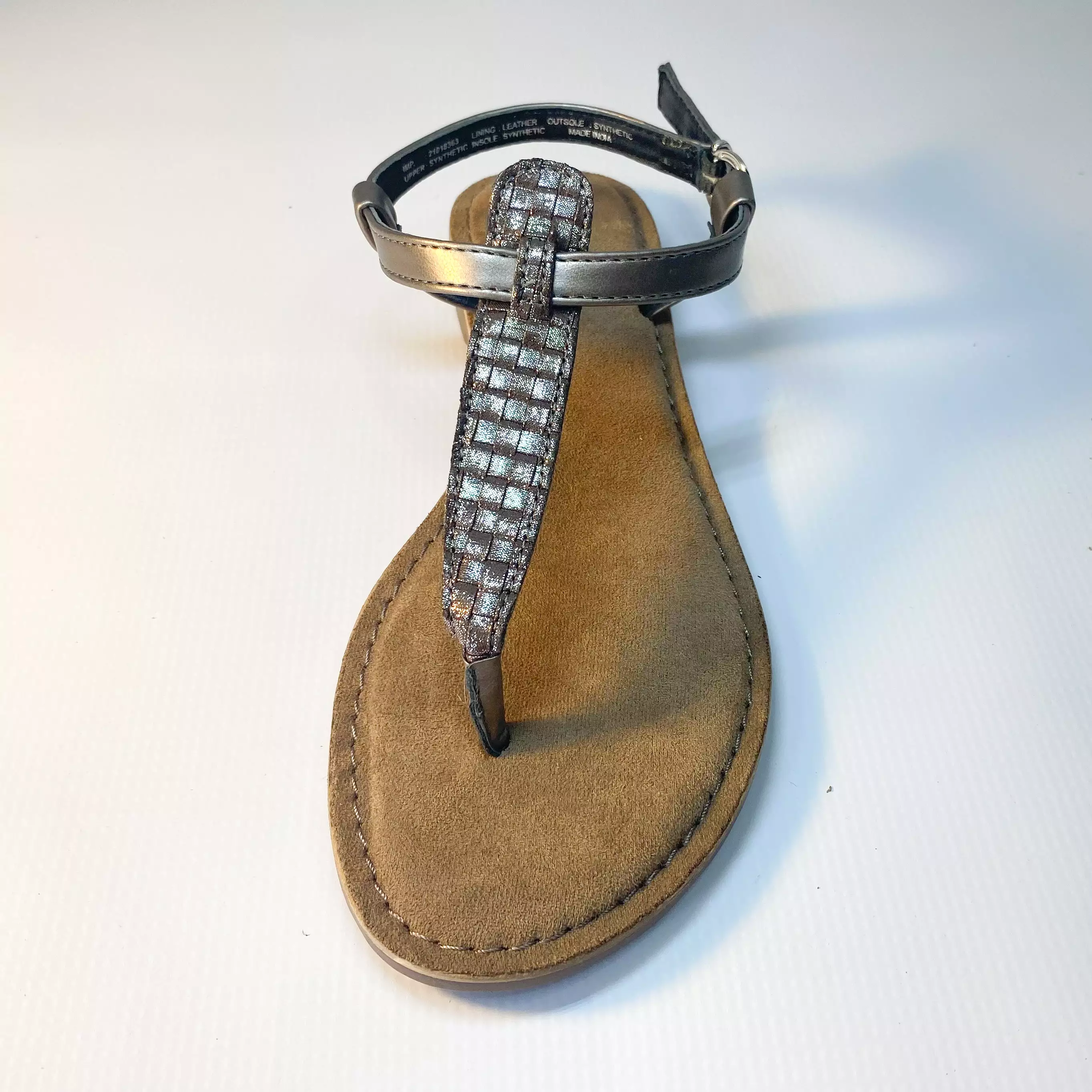 Gia leather pewter weave sandal