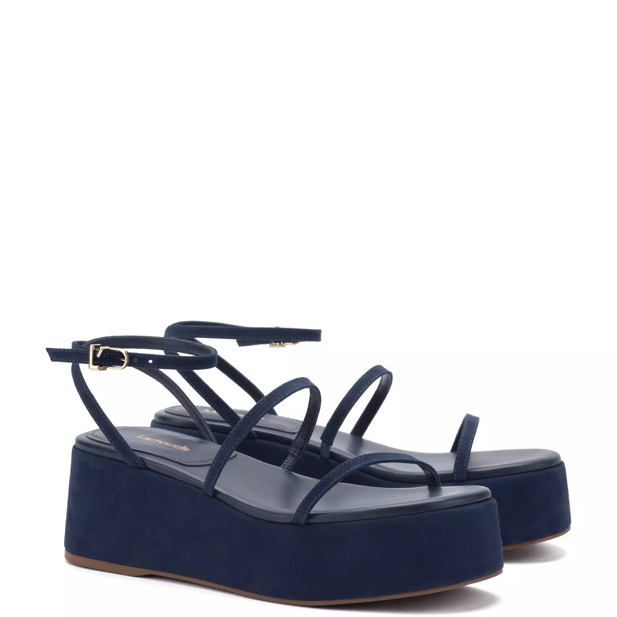 Gio Flatform Sandal In Navy Suede