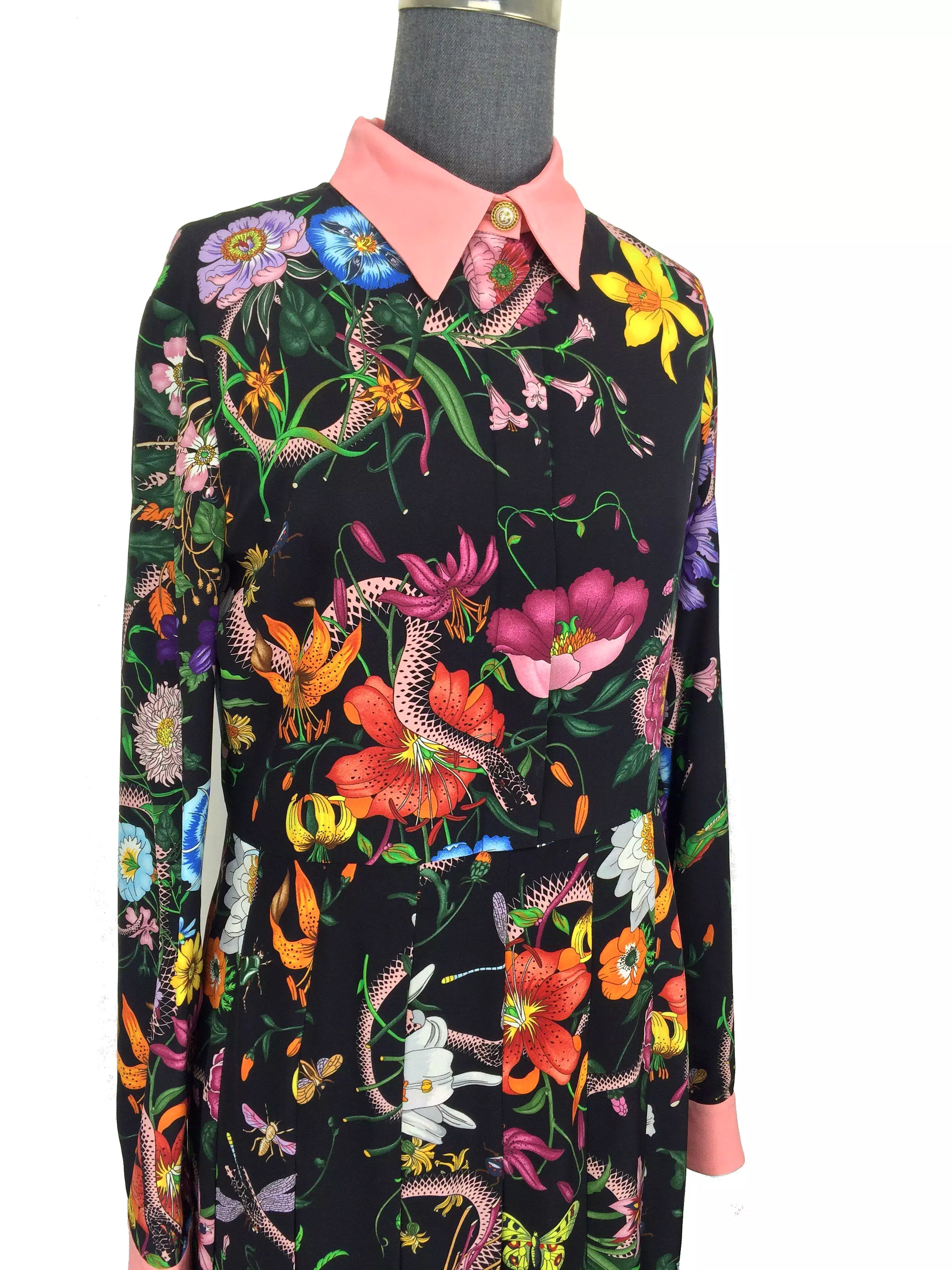 Gucci Flora Snake Print Silk Dress Size M