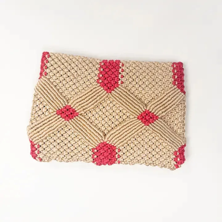 Handmade Macrame Clutch Champagne Pink