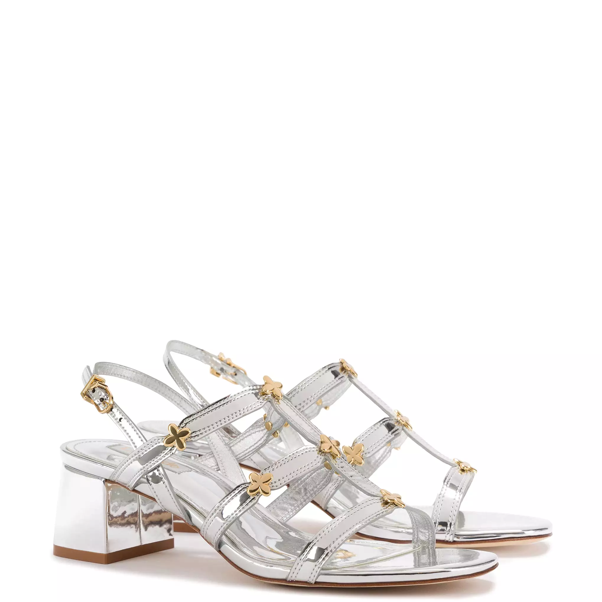 Harmony Block Sandal In Silver Specchio