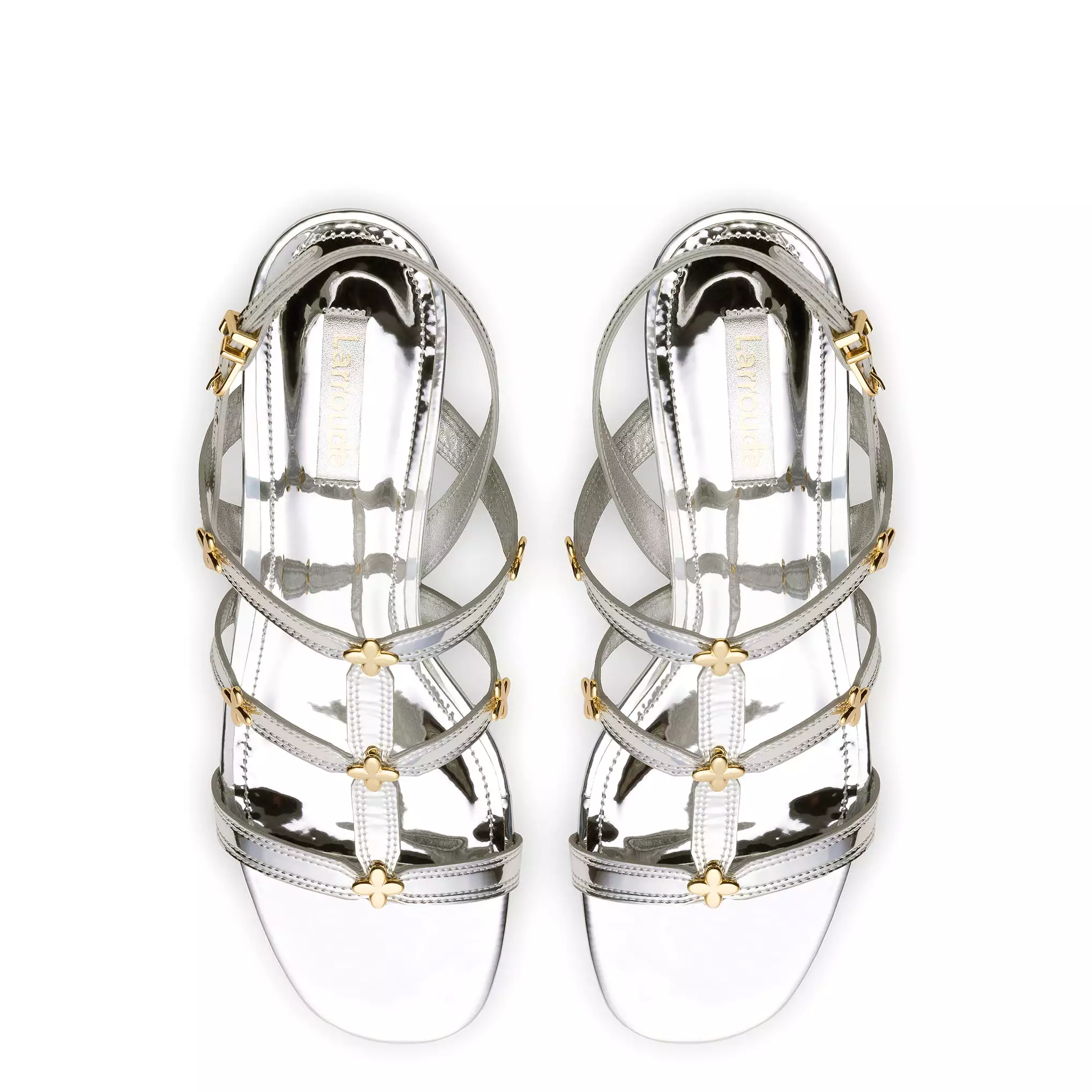 Harmony Block Sandal In Silver Specchio