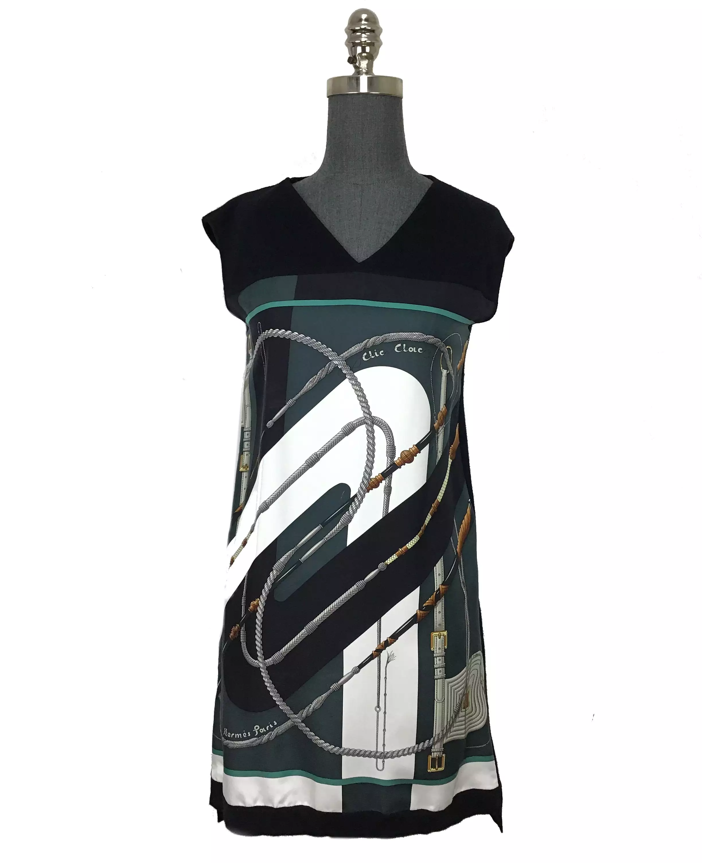 Hermes Clic Clac Printed Silk Dress Size S