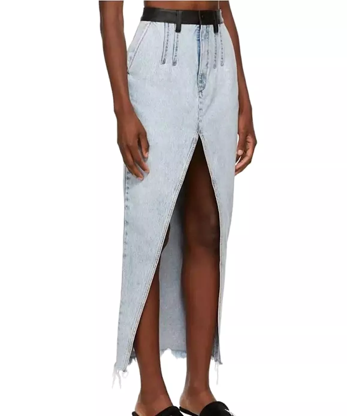 High Middle Slit Denim Long Skirt