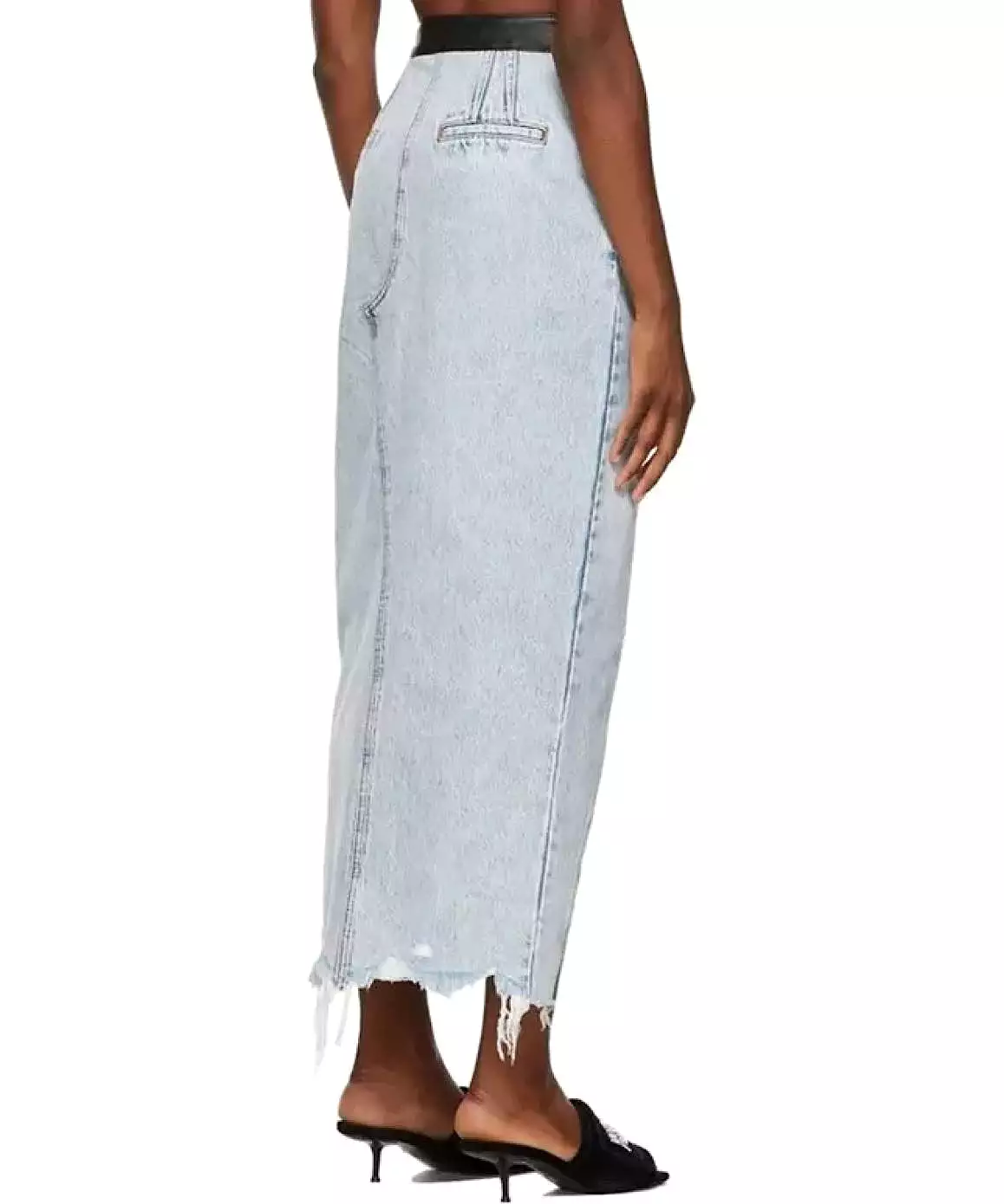 High Middle Slit Denim Long Skirt