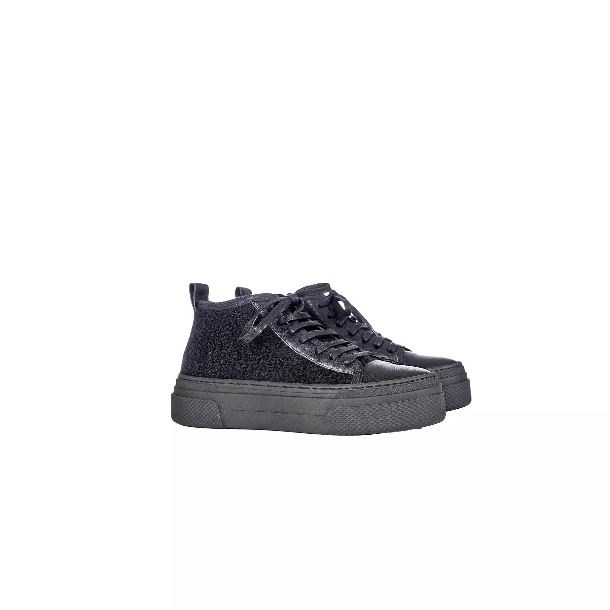 High Wool Sneaker Bouclè Black