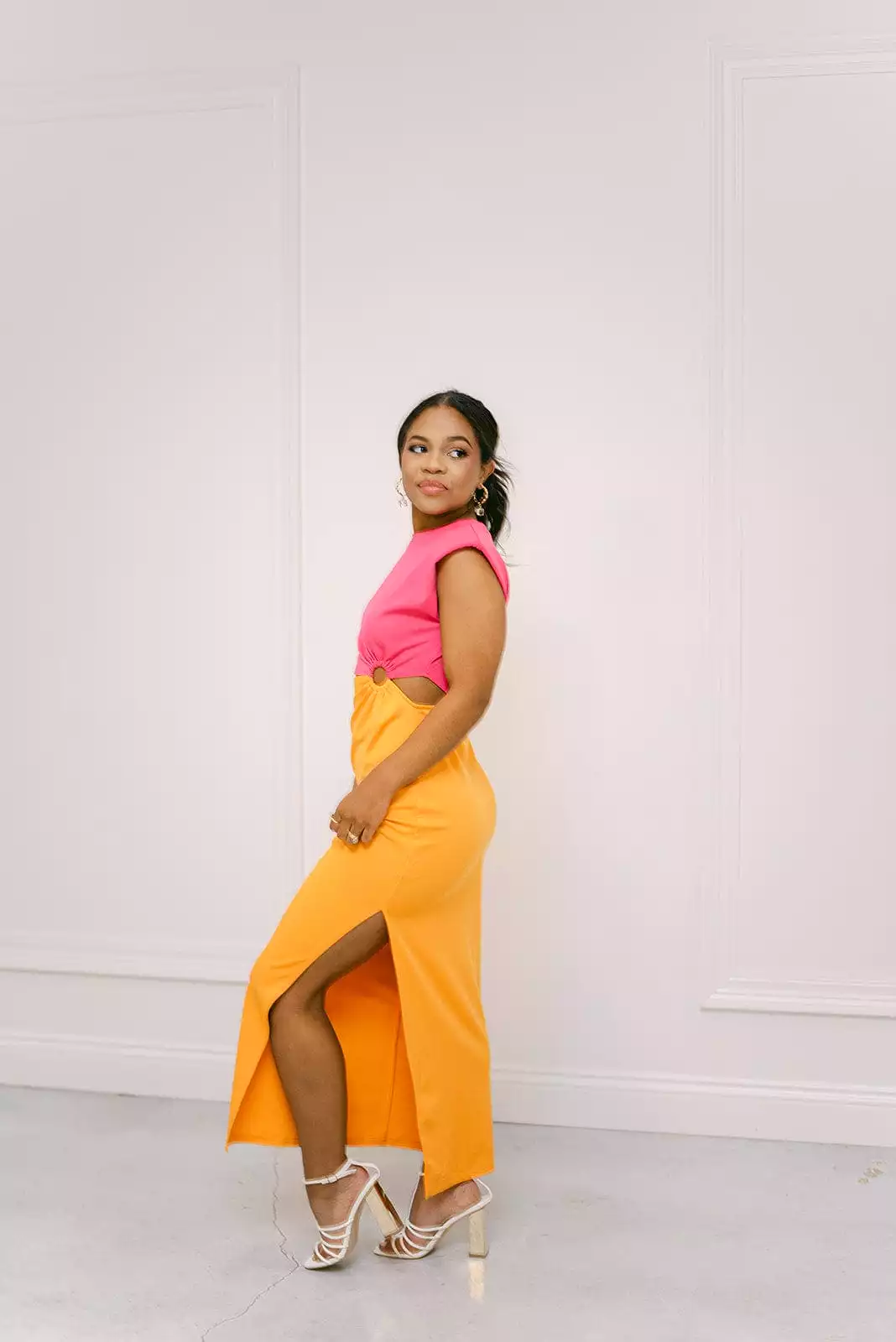 Hot Pink Colorblock Maxi Dress