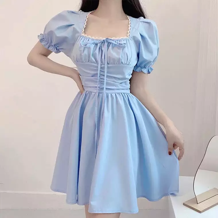 Ins fashion baby blue waist princess dress BY8012