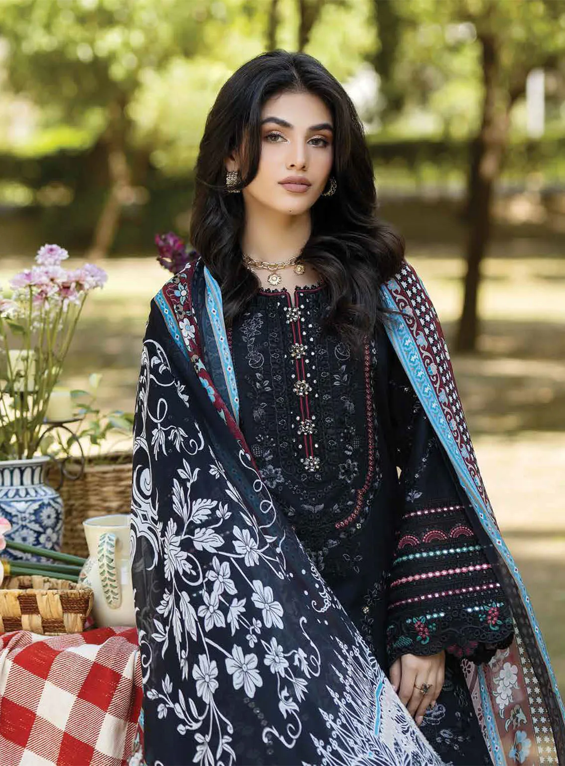 Jaan-E-Adaa By Imrozia Premium Embroidered Lawn 3 Piece Unstitched Suit IMP24J IPL-04 NAZAKAT