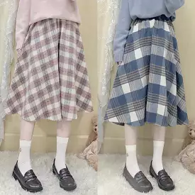 JAPANESE WOOL PLAID MID-LENGTH SKIRT BY63133